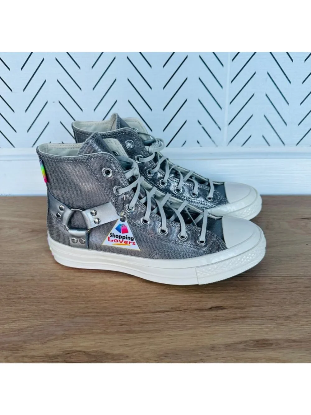 ❤️Converse Chuck 70 Pride Hi Silver Sz 9.5 Womens Shoes Metallic Sneaker A10214C